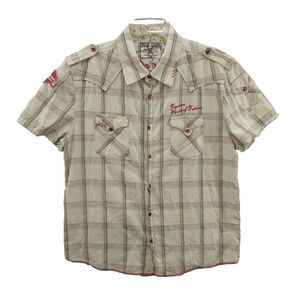 Toxic Waste Womens Blouse Size 2X Collared Plaid House Of Tattoos Western